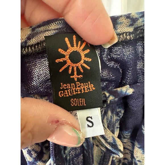 Jean Paul Gaultier Rare Y2K Vintage Sheer Mesh Abstract Drawstring Waist Dress S - Picture 7 of 8